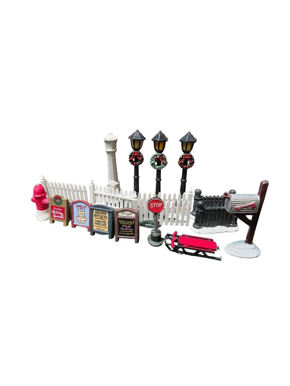 Christmas Village Hoilday Display Accessories Lot